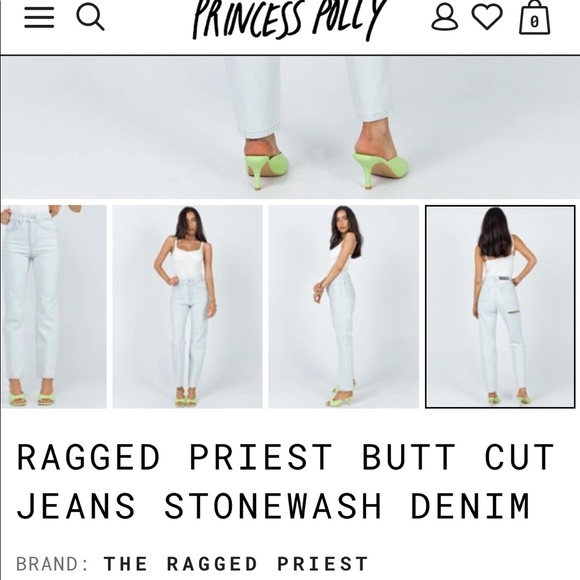 NWOT RAGGED PRIEST BUTT CUT JEANS STONEWASH DENIM Princess Polly - Picture 8 of 11